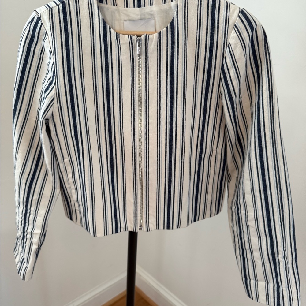 Madewell Navy and White Striped cropped Jacket